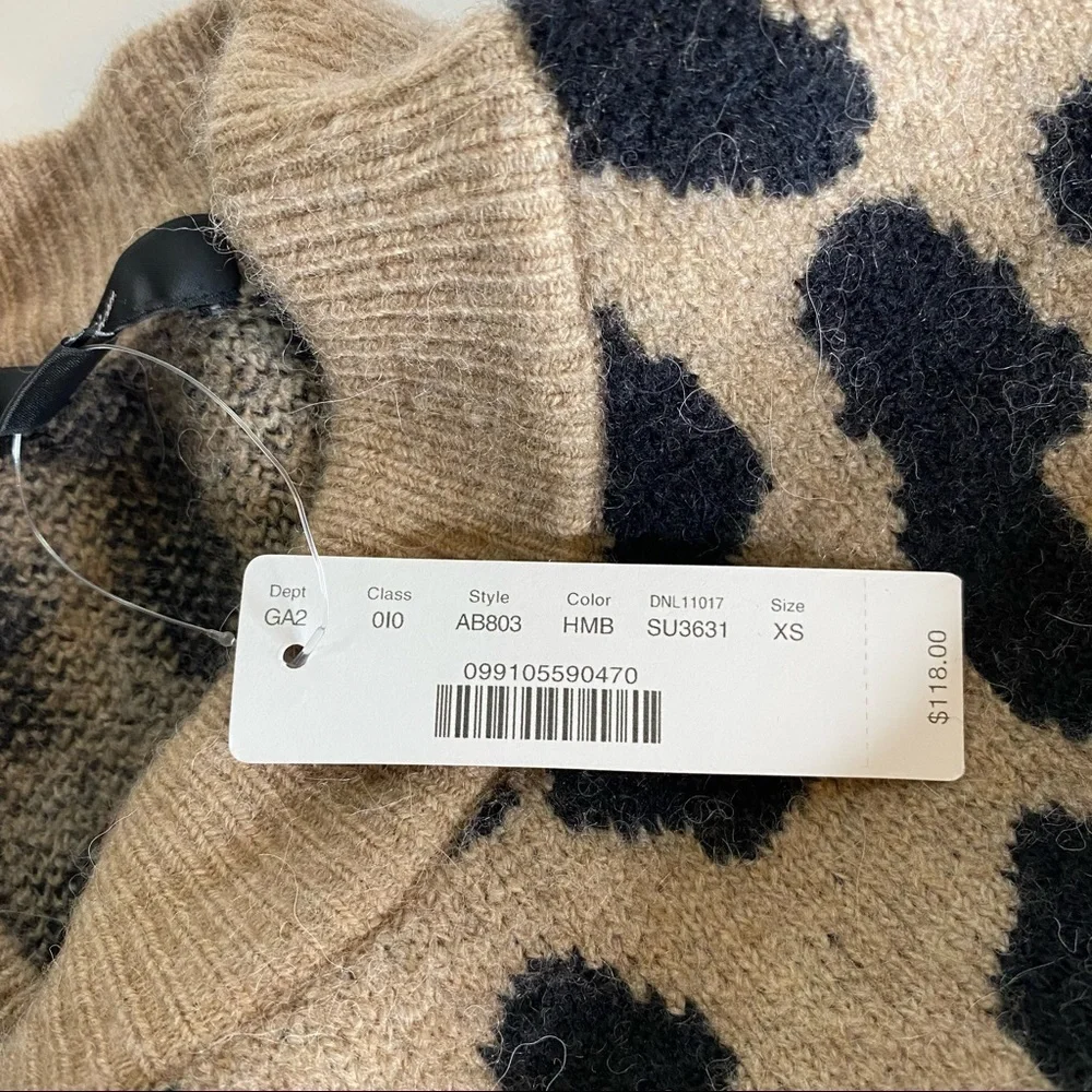 NWT J. Crew Leopard Print Sweater. Size XS